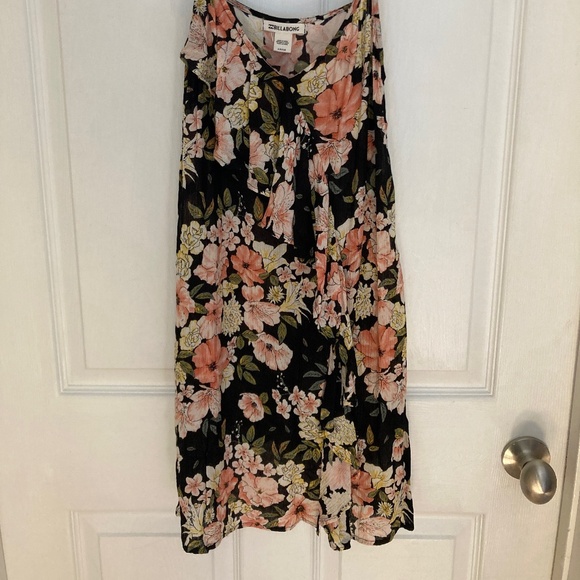 Billabong Floral Mini Dress Pink & Black Ruffle Detail Small - Picture 9 of 9